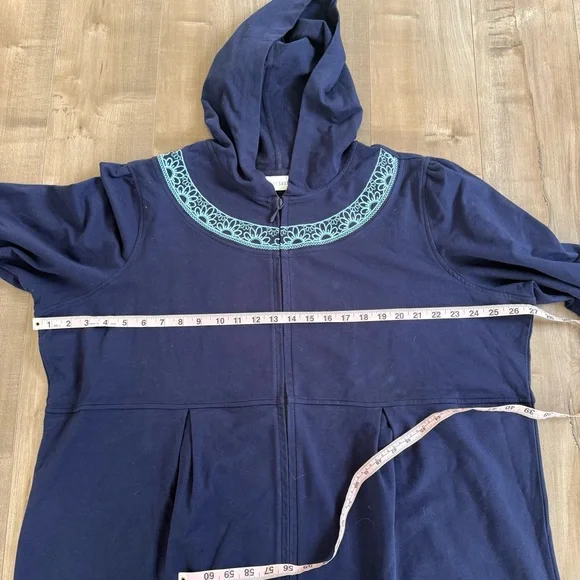 Sport Savvy Full Zip Jacket Hooded Blue Embroidered 2XL Baby Doll Half Sleeve - Picture 8 of 9